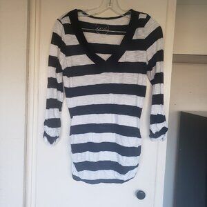 INC Black and White Striped Top Size M